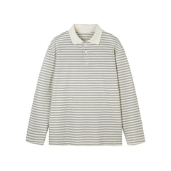 Long Sleeve Polo Shirt Unisex Relaxed Loose Fit Turn-down Collar Base - MarkoFit