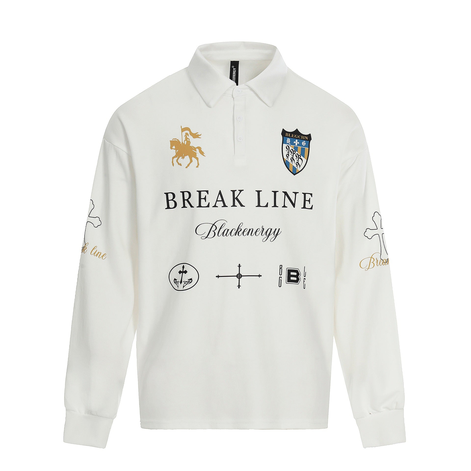 Loose Long Sleeve Polo Shirt with Print Design for Men and Women - MarkoFit