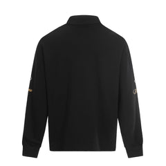 Loose Long Sleeve Polo Shirt with Print Design for Men and Women - MarkoFit