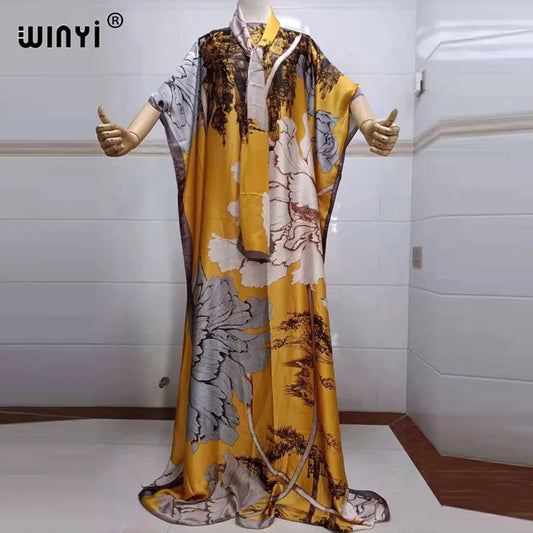 MarkoFit 2022 women's beach cover-up dress with bohemian print, loose fit, elegant Muslim abaya style for beach and party wear.
