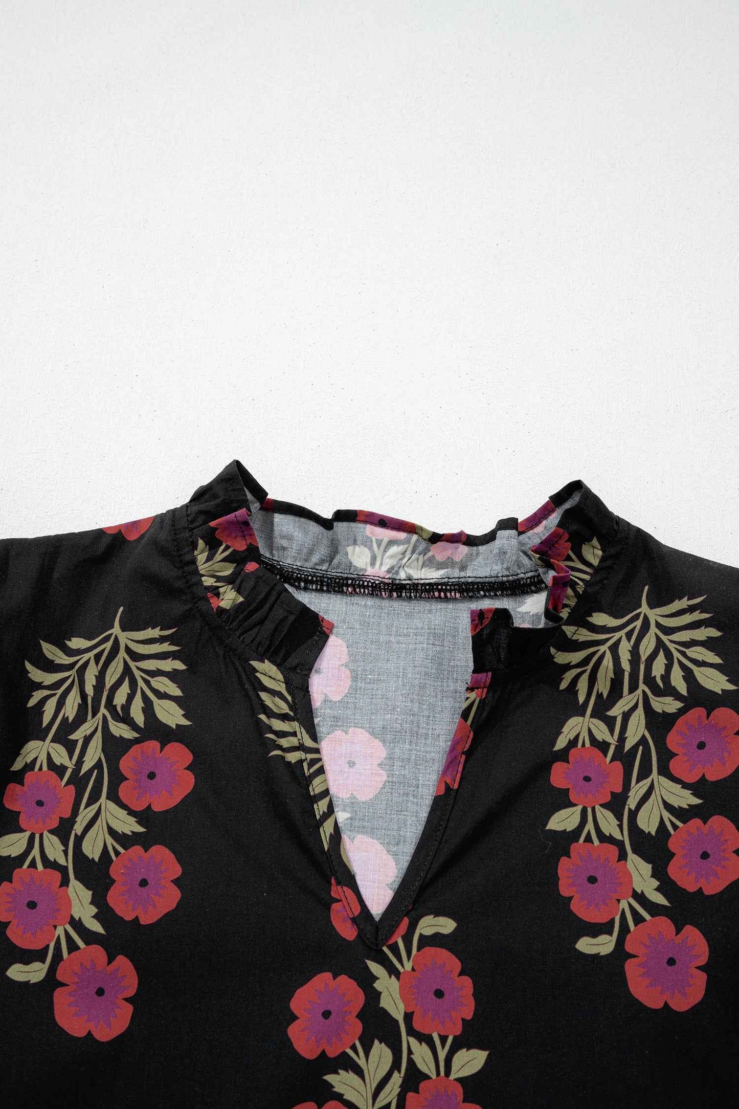 Black Floral Short Bubble Sleeve Tiered Maxi Dress