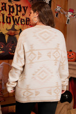 Apricot Plus Size Western Aztec Print Loose Sweater - MarkoFit