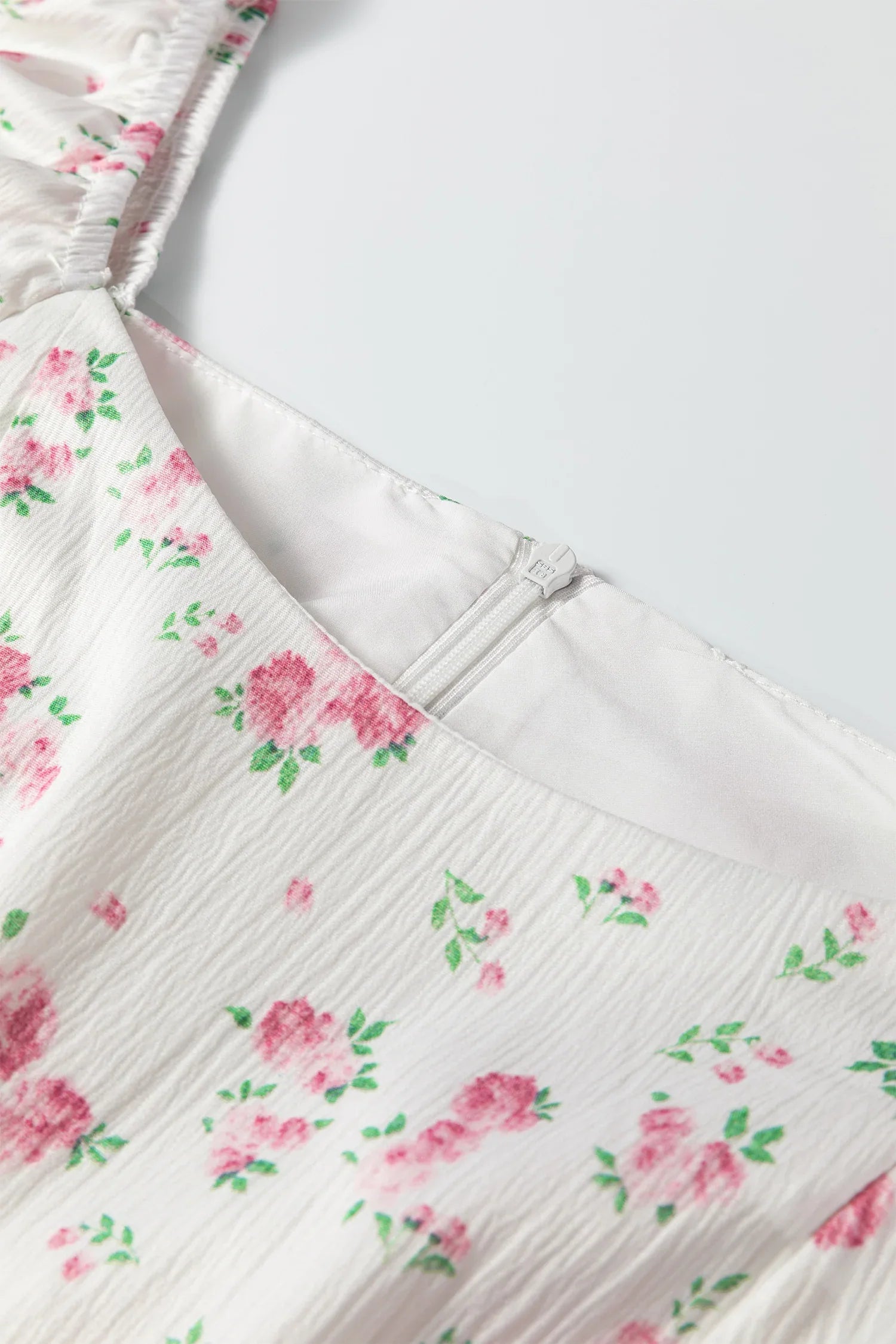 Pink Floral Print Long Sleeve Ruffle Detail Flared Mini Dress - MarkoFit