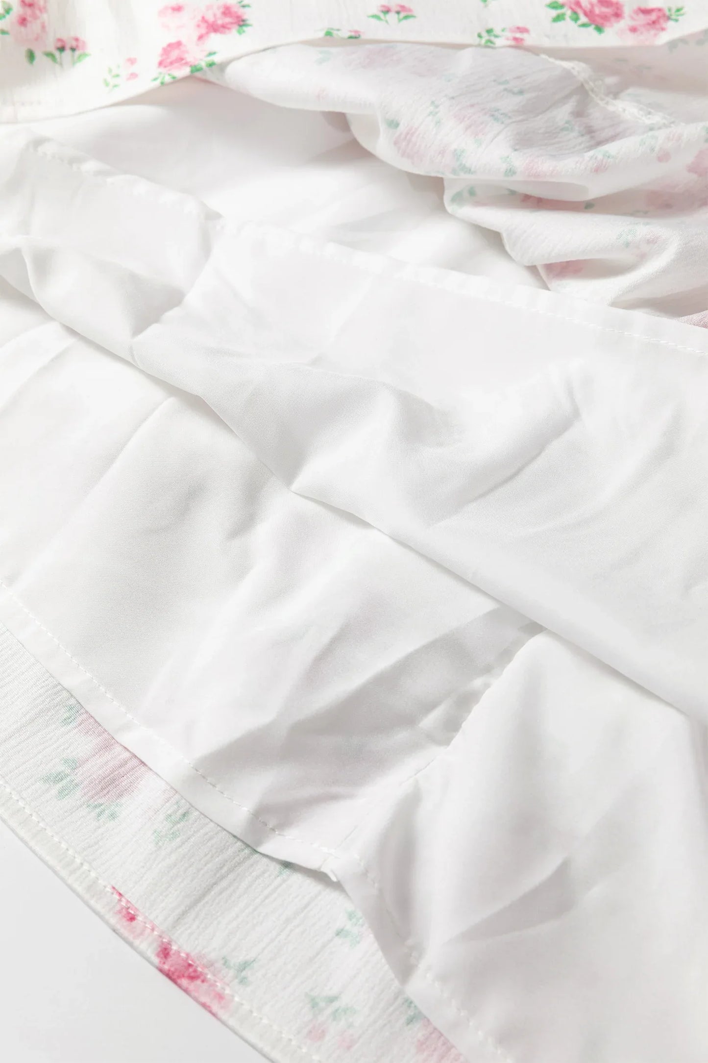 Pink Floral Print Long Sleeve Ruffle Detail Flared Mini Dress - MarkoFit