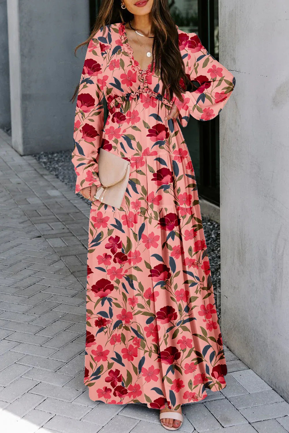 Wild Lotus Ruffle Tiered Maxi Dress - MarkoFit