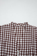 Coffee Plaid Print Full Zipper Cinched Waist Fit Flare Sleeveless Maxi Dress - MarkoFit