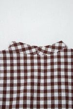 Coffee Plaid Print Full Zipper Cinched Waist Fit Flare Sleeveless Maxi Dress - MarkoFit