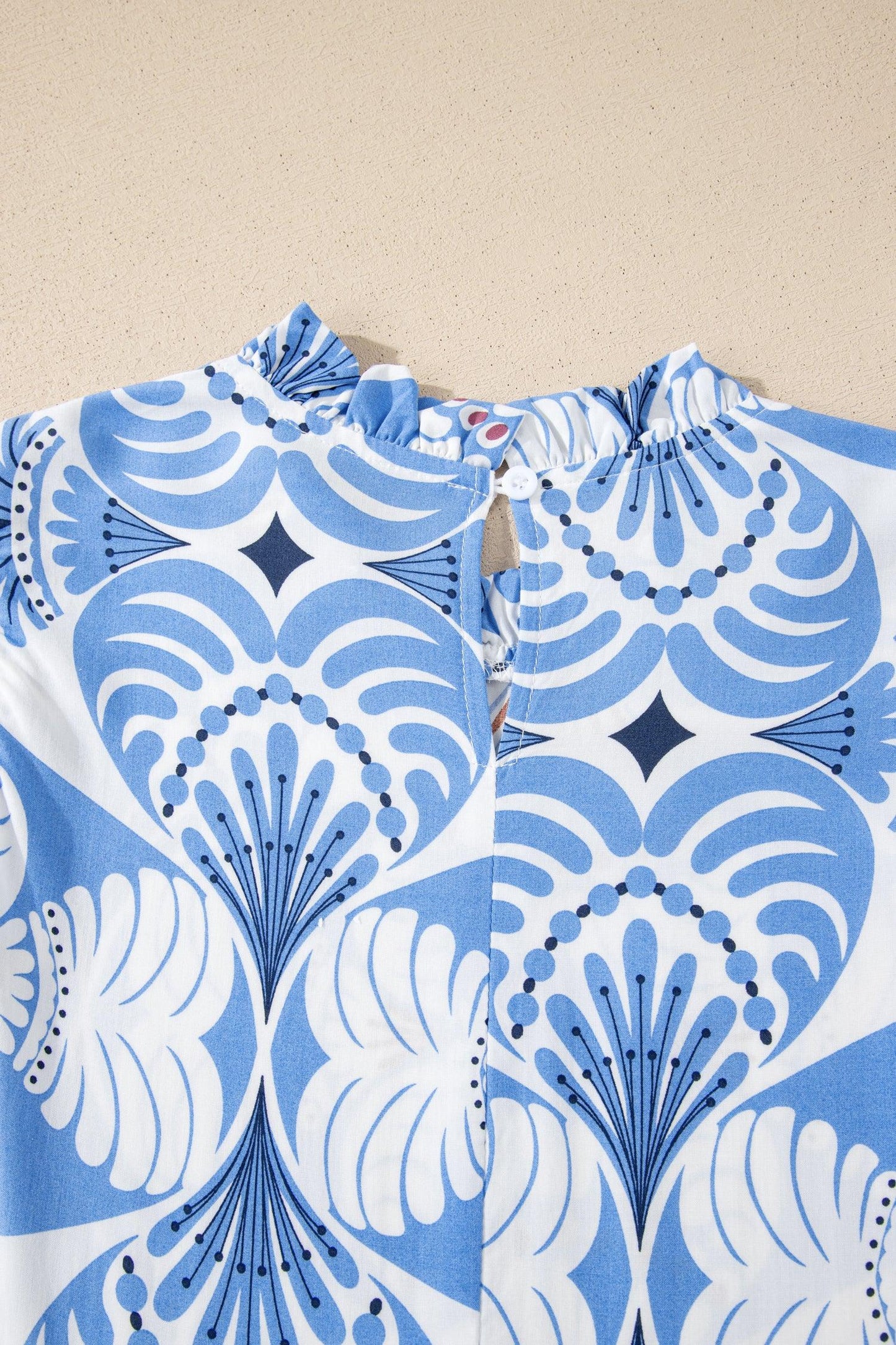 Sky Blue Tropical Botanic Print Flutter Sleeve Vacation Long Dress - MarkoFit