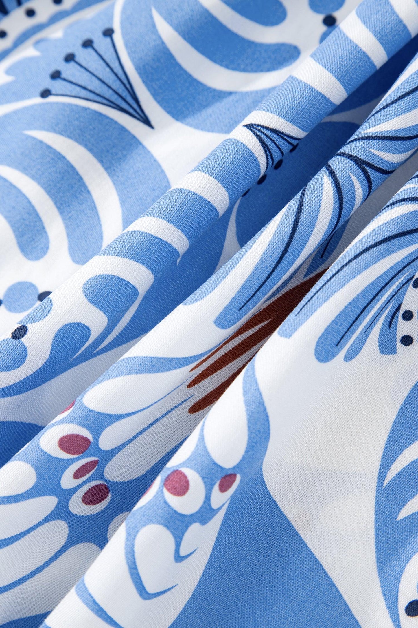 Sky Blue Tropical Botanic Print Flutter Sleeve Vacation Long Dress - MarkoFit