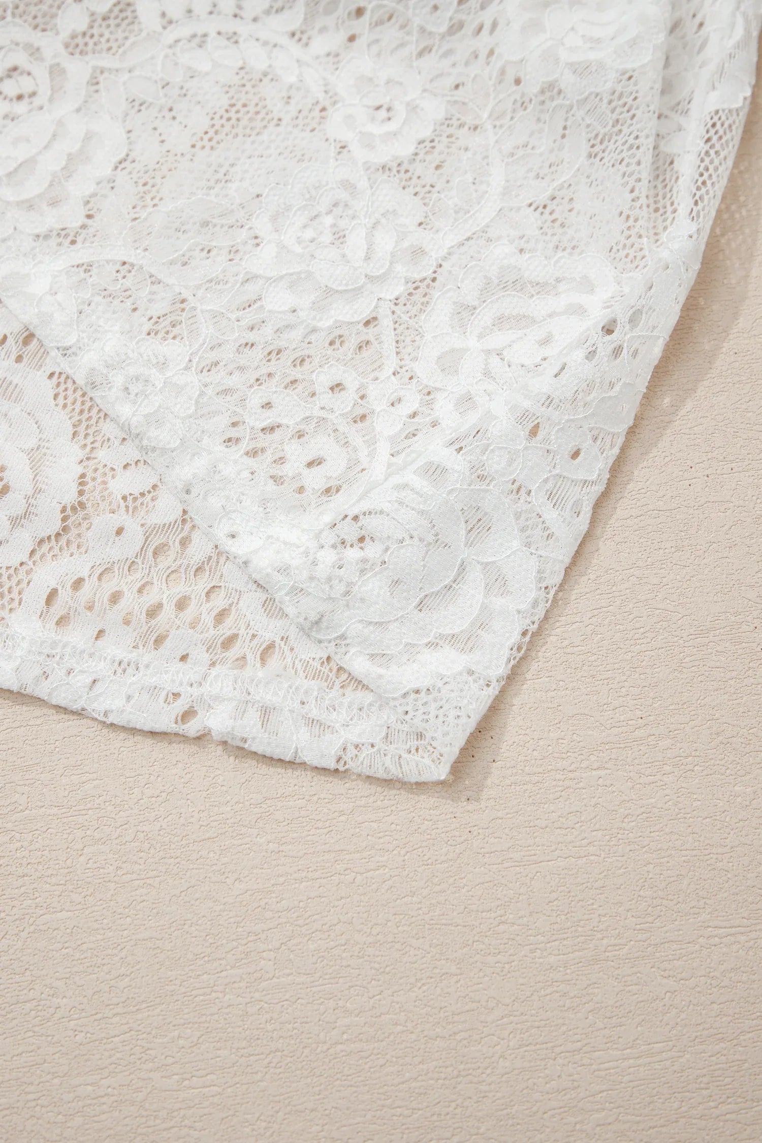 White Tie Spaghetti Straps Floral Lace Overlay Long Dress - MarkoFit