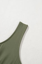 Four Leaf Clover Sleeveless Scoop Neck Flared Split Midi Dress - MarkoFit