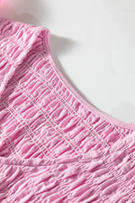 Pink Smocked Bodice Flutter Sleeve Fit Flare Tiered Midi Dress - MarkoFit