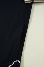 Black Leopard Trim Notched Neck Short Puff Sleeve Shift Mini Dress - MarkoFit