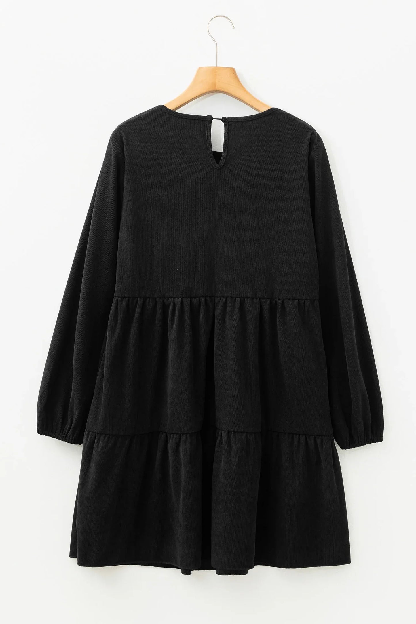 Black Lantern Sleeve Tiered Mini Dress - MarkoFit