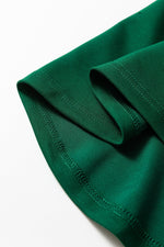 Blackish Green Solid Color Round Neck Ruched Detail Sleeveless Mini Dress - MarkoFit