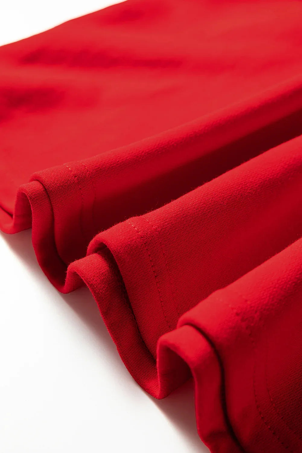 Fiery Red Varsity Contrast Banded Sleeve Shift Sweatshirt Dress - MarkoFit