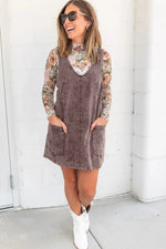 Goat Vintage Washed Denim V Neck Suspender Mini Dress - MarkoFit