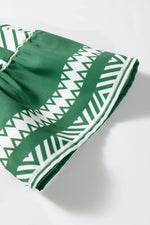 Green Boho Ethnic Print Half Button 3/4 Sleeve Casual Dress - MarkoFit