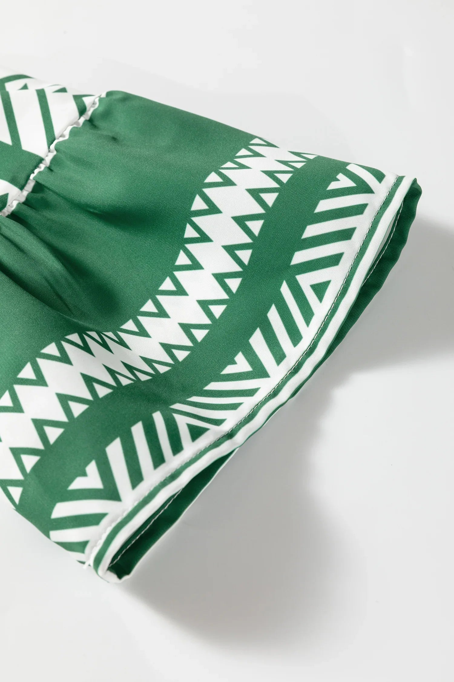 Green Boho Ethnic Print Half Button 3/4 Sleeve Casual Dress - MarkoFit