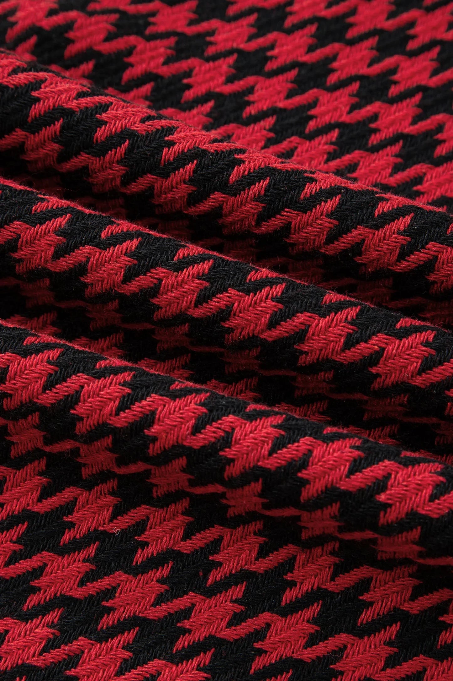 Red Houndstooth Print V Neck Sleeveless Mini Dress - MarkoFit