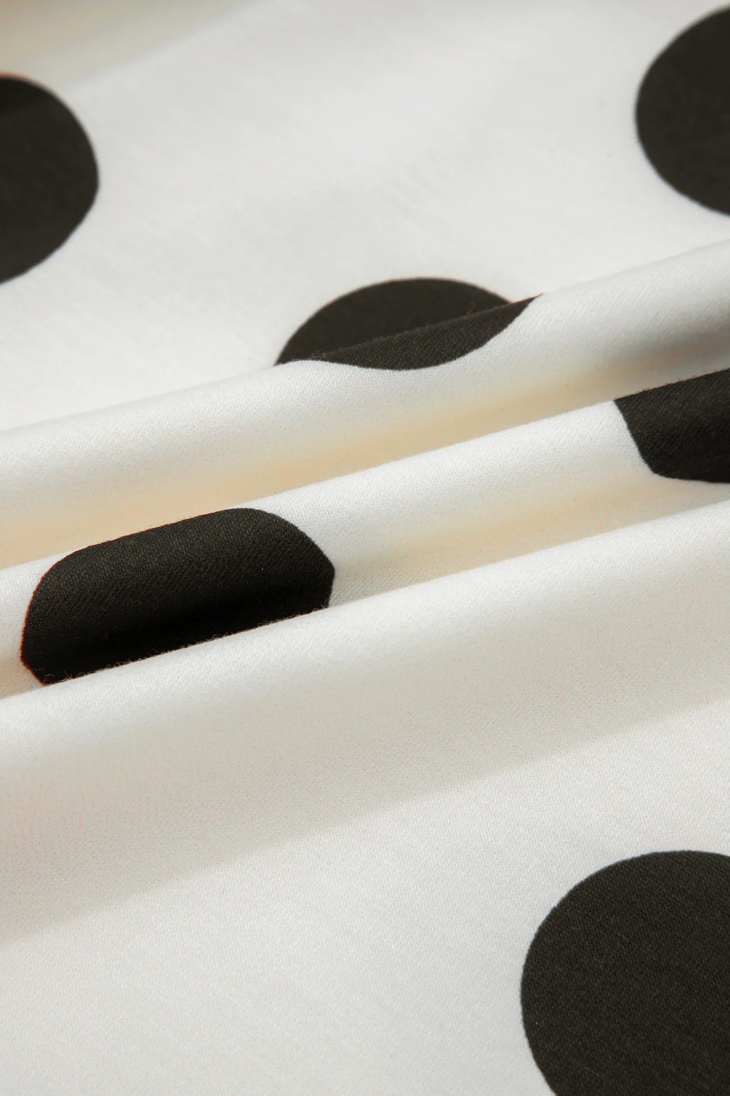 White Polka Dot Printed Long Sleeve Flared Mini Dress - MarkoFit