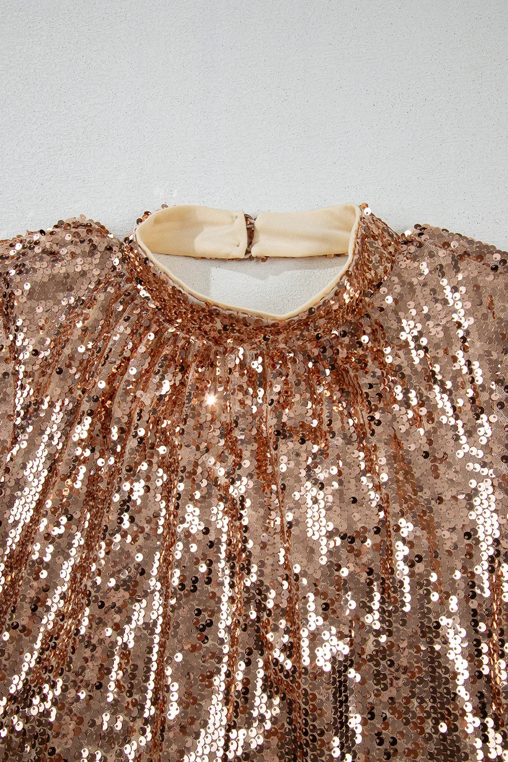 Gold Sequined Long Sleeve Cutout Back Mini Dress - MarkoFit