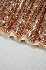 Gold Sequined Long Sleeve Cutout Back Mini Dress - MarkoFit