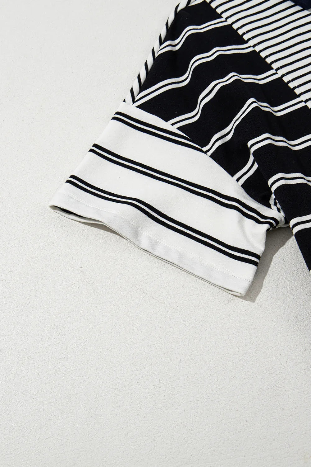 Black Stripe Half Placket Polo T Shirt Dress - MarkoFit