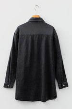 Medium Grey Beau Chest Pocket Raw Hem Denim Loose Shirt Dress - MarkoFit