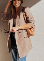 Brown Houndstooth Lapel Collar Blazer - MarkoFit