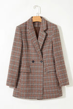 Brown Houndstooth Lapel Collar Blazer - MarkoFit