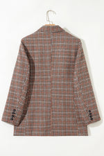 Brown Houndstooth Lapel Collar Blazer - MarkoFit