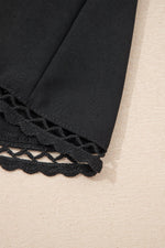 Black Plus Size Frilled Elastic Waist Lace Trim Boho Ruffled Shorts - MarkoFit