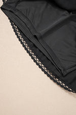 Black Plus Size Frilled Elastic Waist Lace Trim Boho Ruffled Shorts - MarkoFit