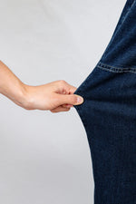 Dirty blue Plus Size Elastic Waist Ruffled Wide Leg Denim Pants - MarkoFit