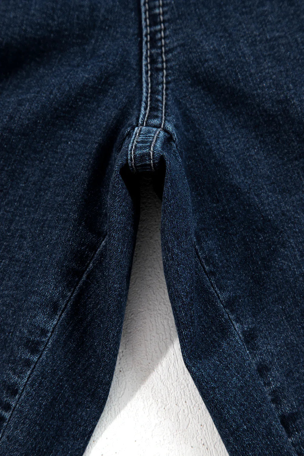 Dirty blue Plus Size Elastic Waist Ruffled Wide Leg Denim Pants - MarkoFit