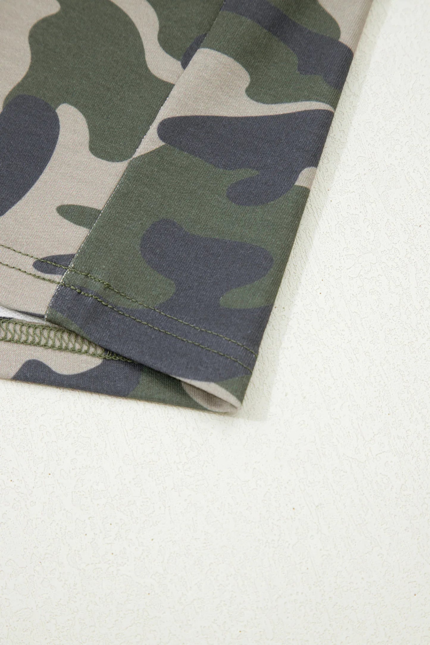 Green Tie Elastic Waist Pocketed Plus Size Camo Shorts - MarkoFit