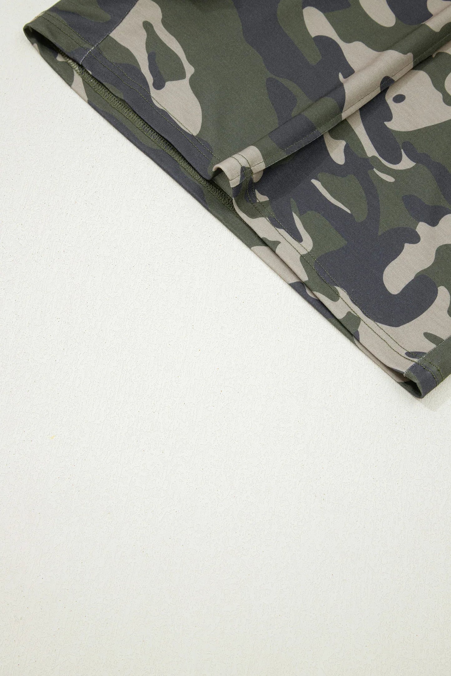 Green Tie Elastic Waist Pocketed Plus Size Camo Shorts - MarkoFit