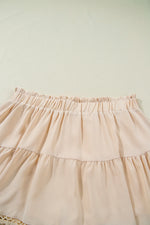 Parchment Plus Size Frilled Elastic Waist Lace Trim Boho Ruffled Shorts - MarkoFit