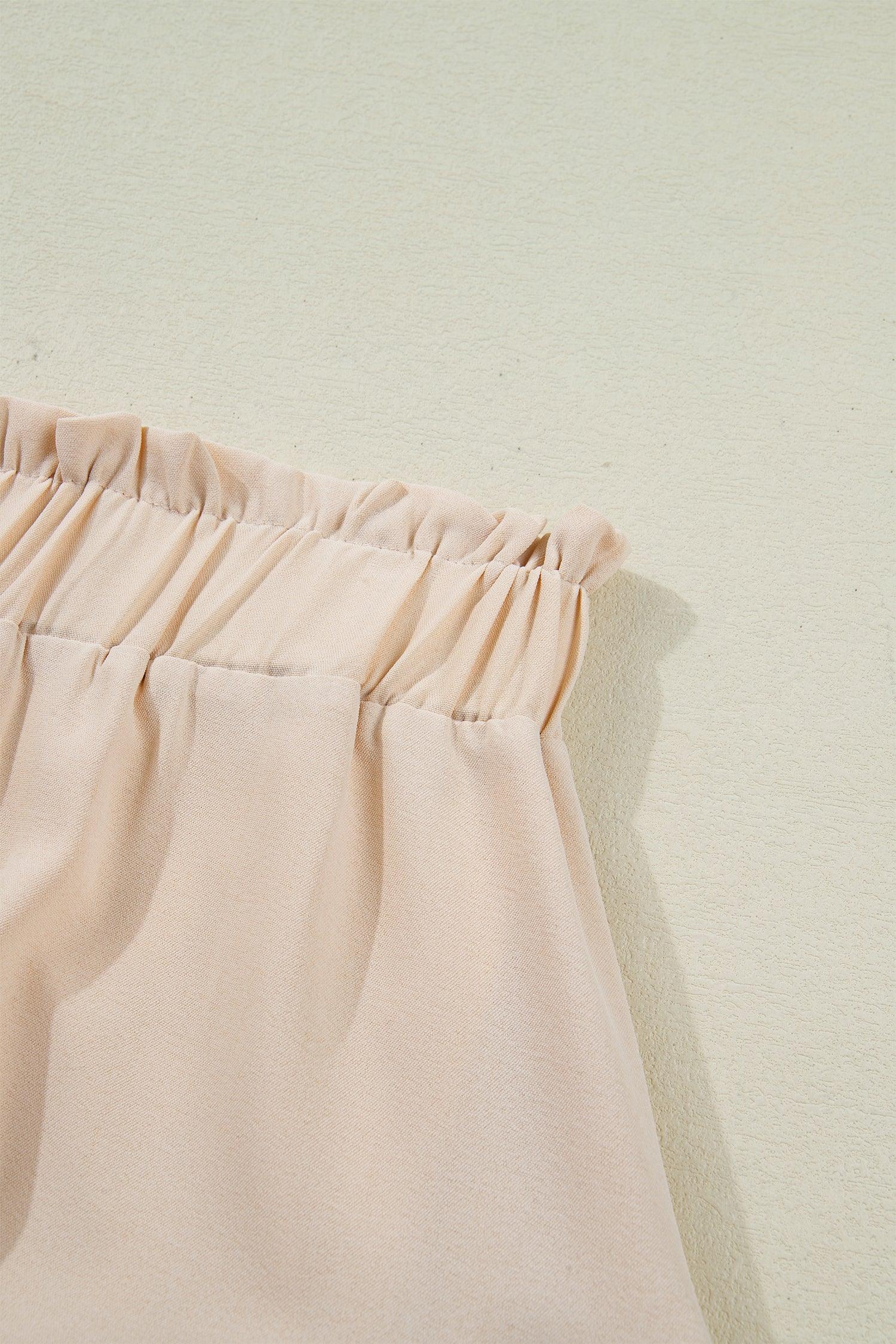 Parchment Plus Size Frilled Elastic Waist Lace Trim Boho Ruffled Shorts - MarkoFit