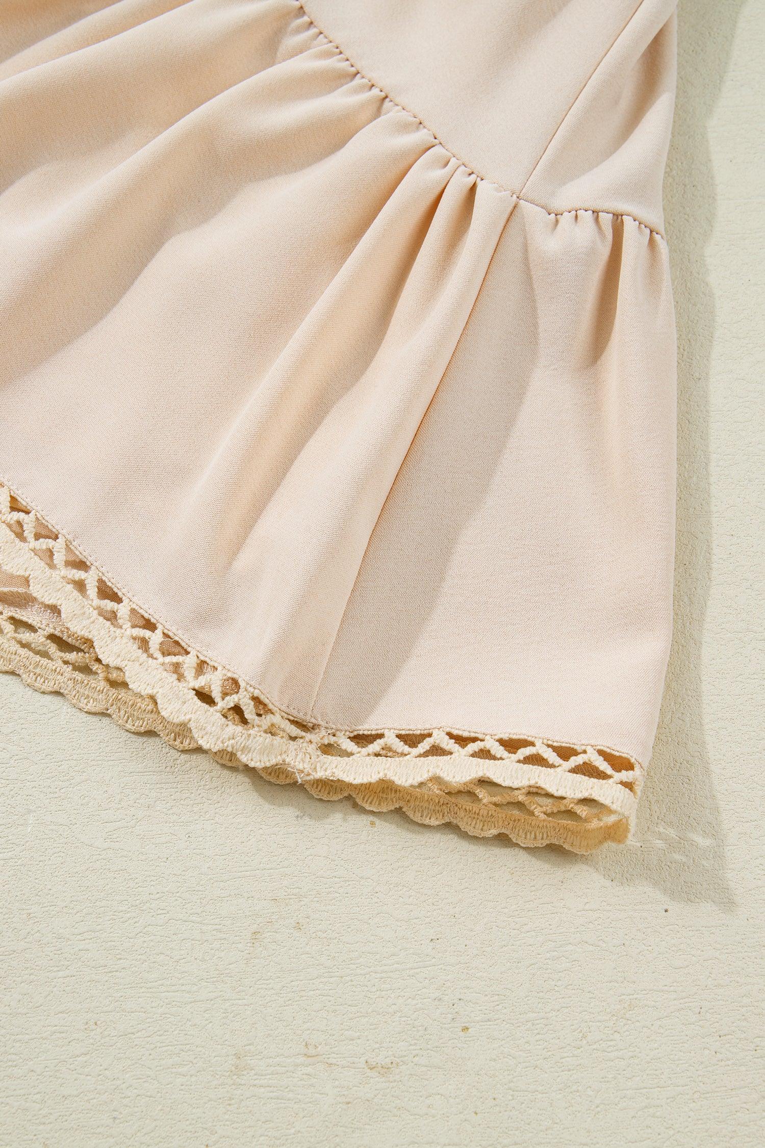 Parchment Plus Size Frilled Elastic Waist Lace Trim Boho Ruffled Shorts - MarkoFit