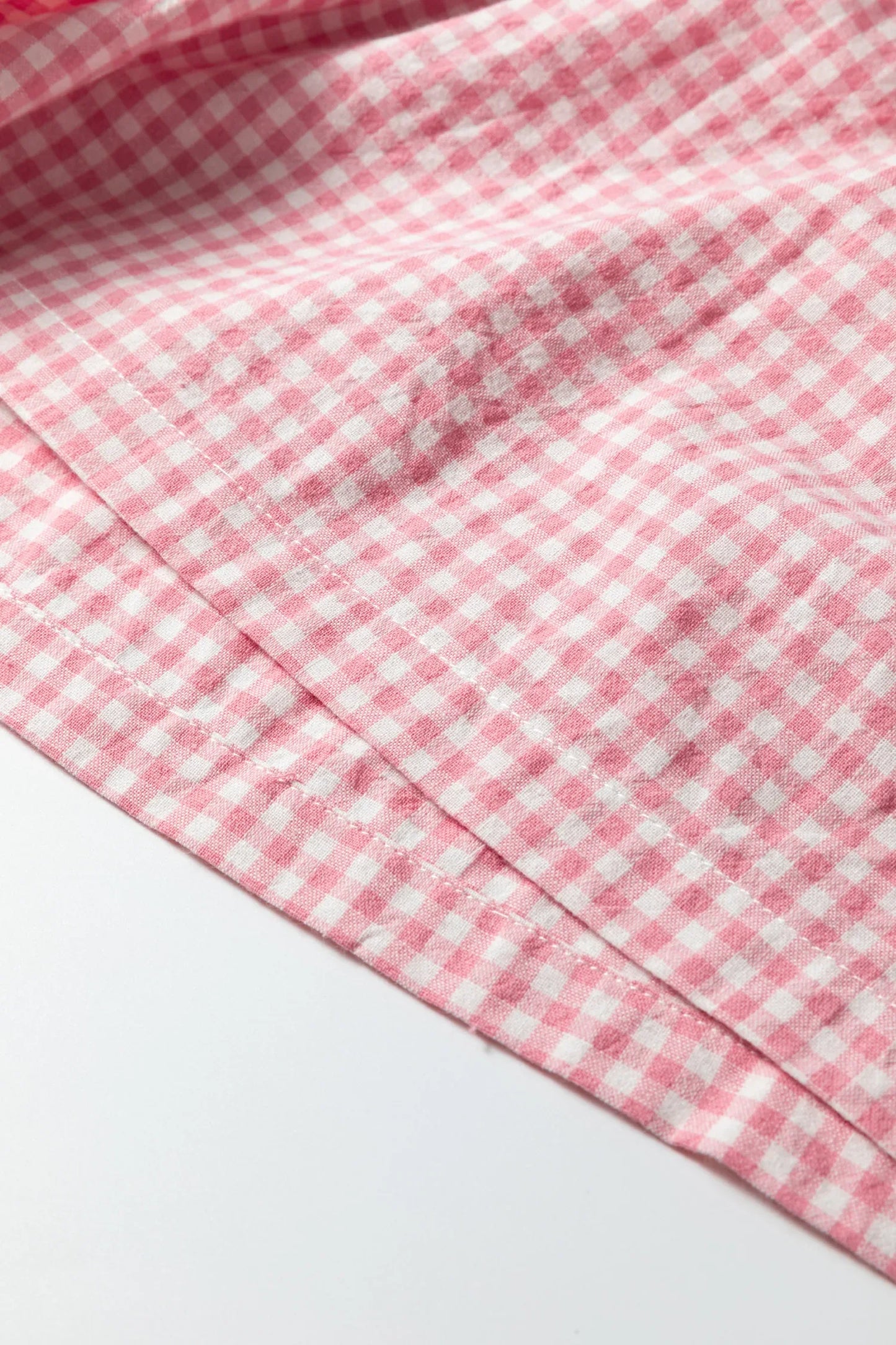 Pink Contrast Trim Plaid Print Plus Size Shorts - MarkoFit