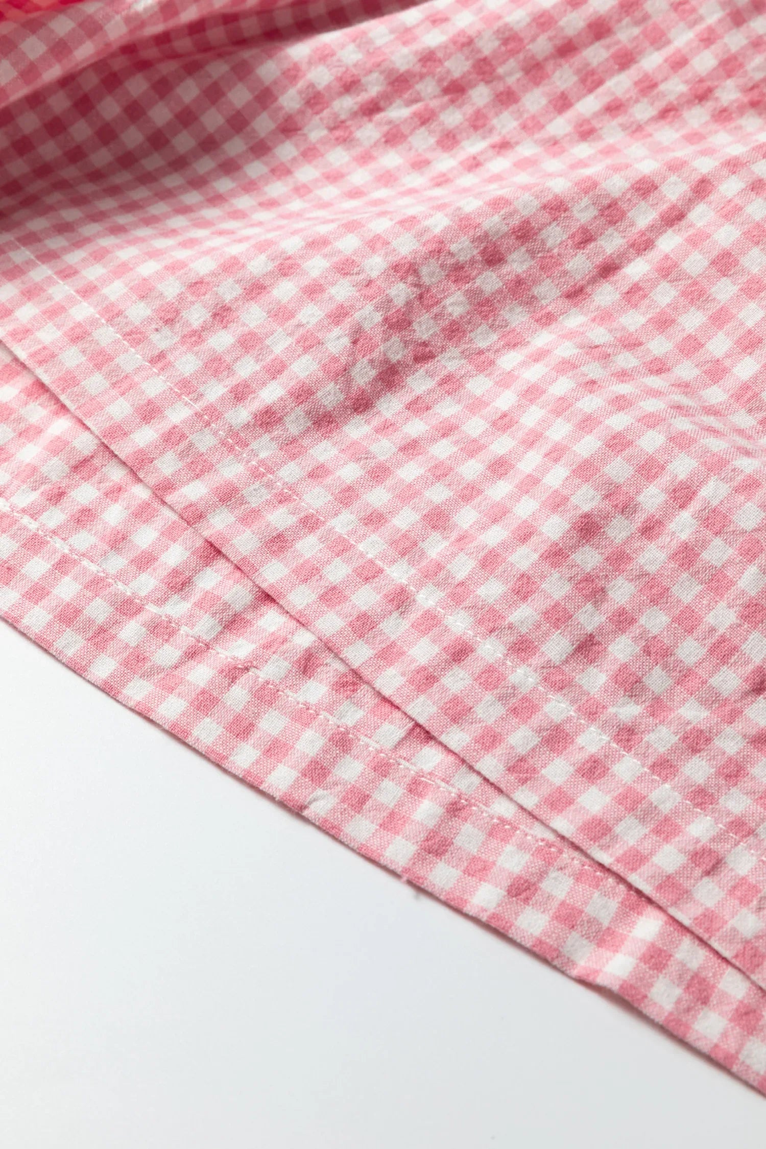 Pink Contrast Trim Plaid Print Plus Size Shorts - MarkoFit