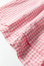 Pink Contrast Trim Plaid Print Plus Size Shorts - MarkoFit