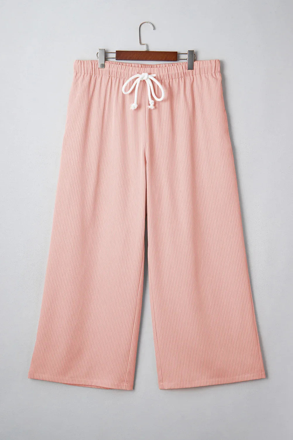Pink Stripe Drawstring Plus Size Loose Pants - MarkoFit