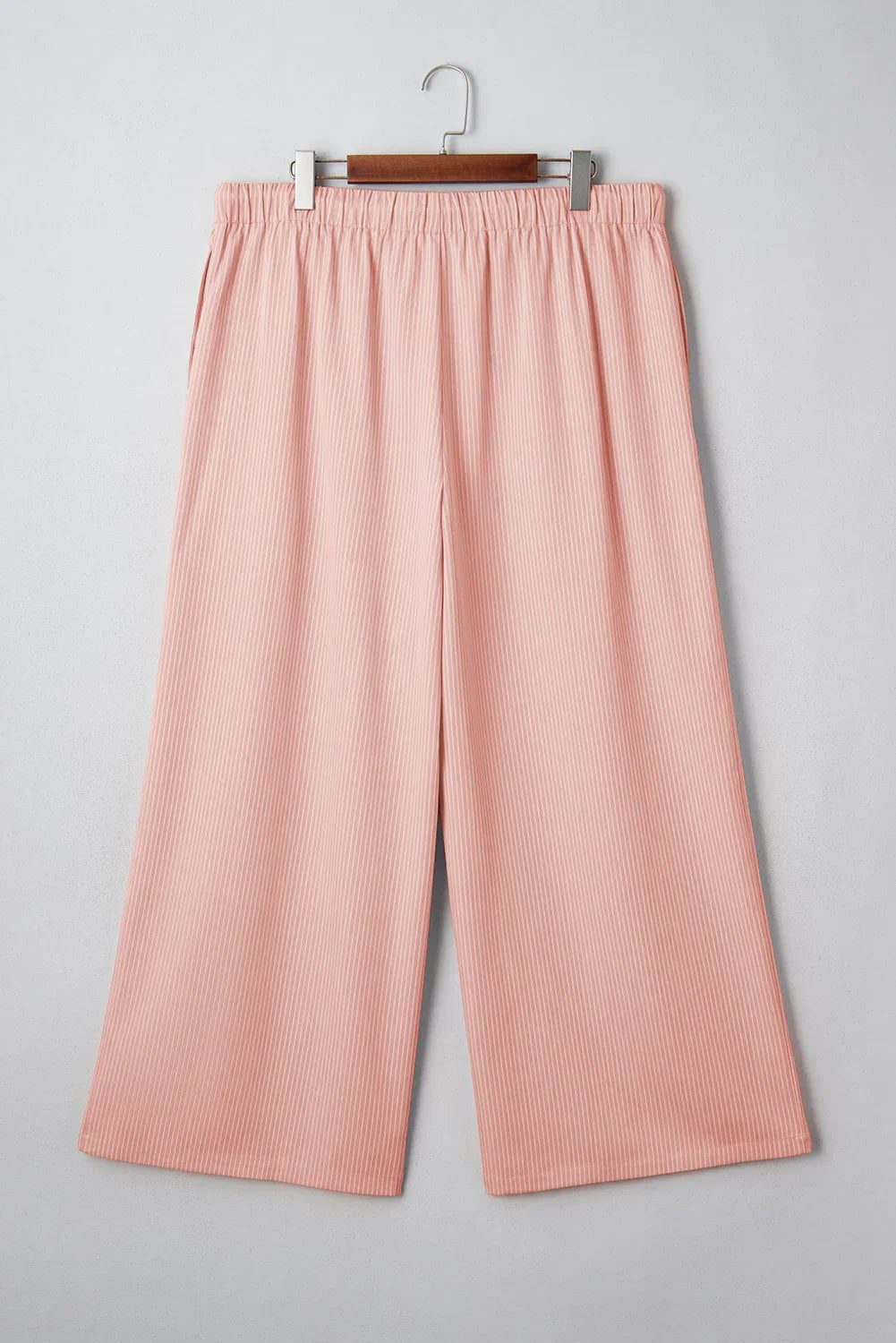 Pink Stripe Drawstring Plus Size Loose Pants - MarkoFit