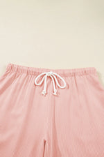 Pink Stripe Drawstring Plus Size Loose Pants - MarkoFit