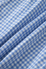 Sky Blue Contrast Trim Plaid Print Plus Size Shorts - MarkoFit