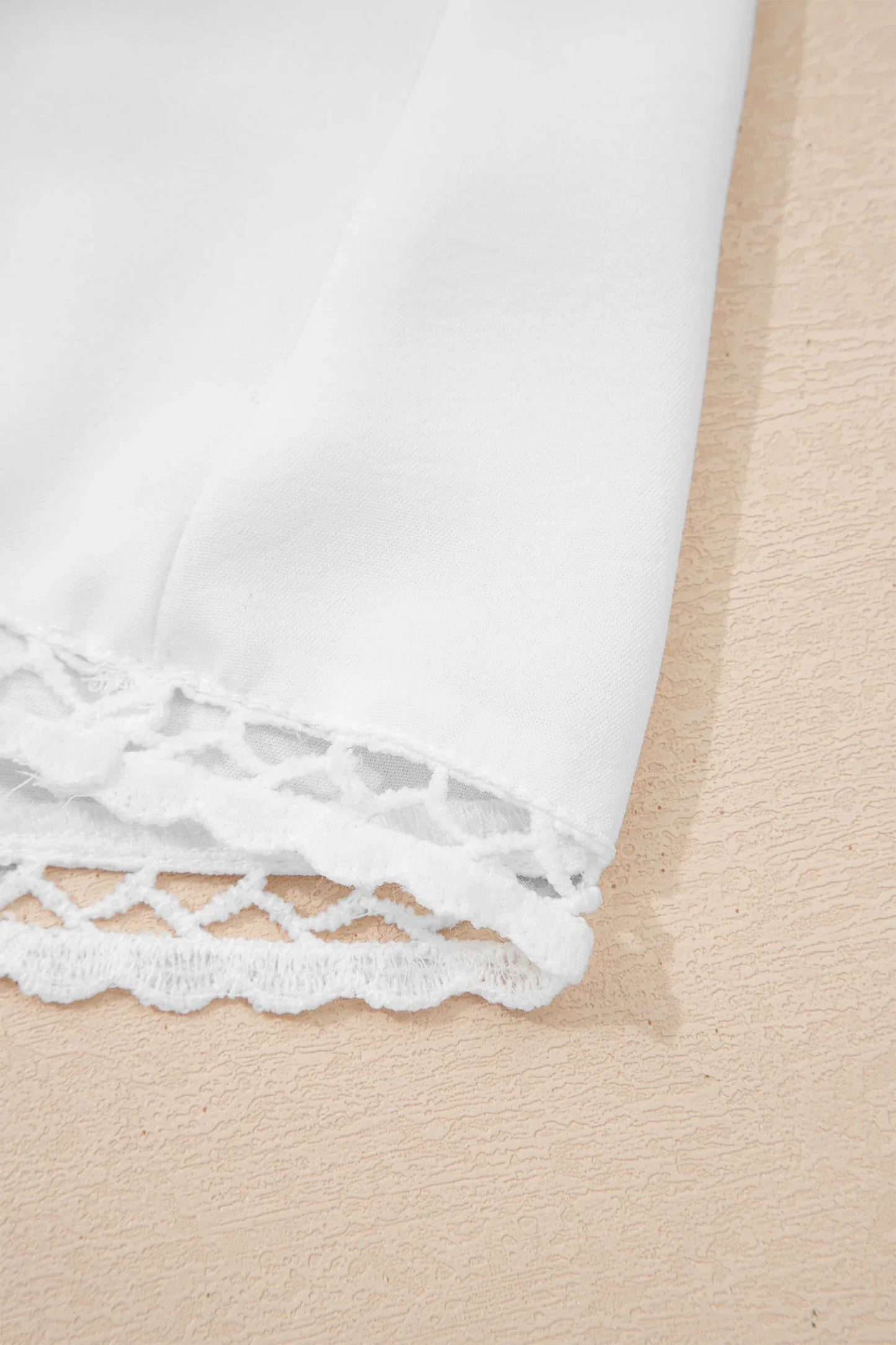 White Plus Size Frilled Elastic Waist Lace Trim Boho Ruffled Shorts - MarkoFit