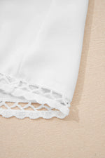 White Plus Size Frilled Elastic Waist Lace Trim Boho Ruffled Shorts - MarkoFit